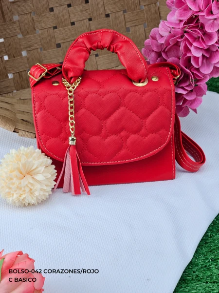 BOLSO-042 CORAZONES/ROJO