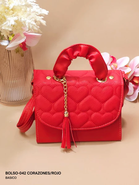 BOLSO-042 CORAZONES/ROJO