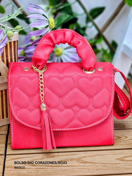 BOLSO-042 CORAZONES/ROJO