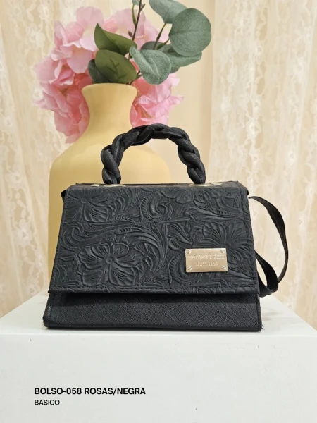 BOLSO-058 ROSAS/NEGRA