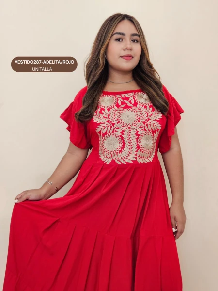 VESTIDO287-ADELITA/ROJO