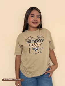 PLAYERA330-LOVE/CAQUI